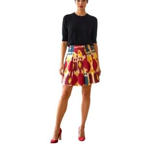 NWT Lauren Ralph Lauren Petite Silk Ikat Pleated Skirt Modern Maasai  12P
